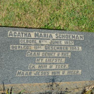 SCHOEMAN Agatha Maria 1857-1942