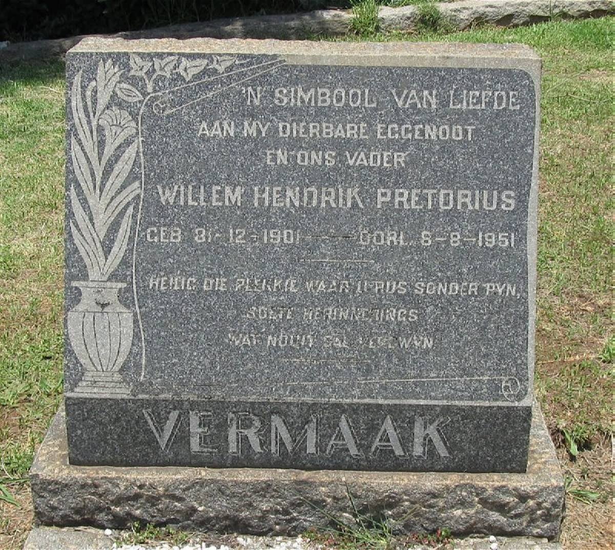 VERMAAK Willem Hendrik Pretorius 1901-1951