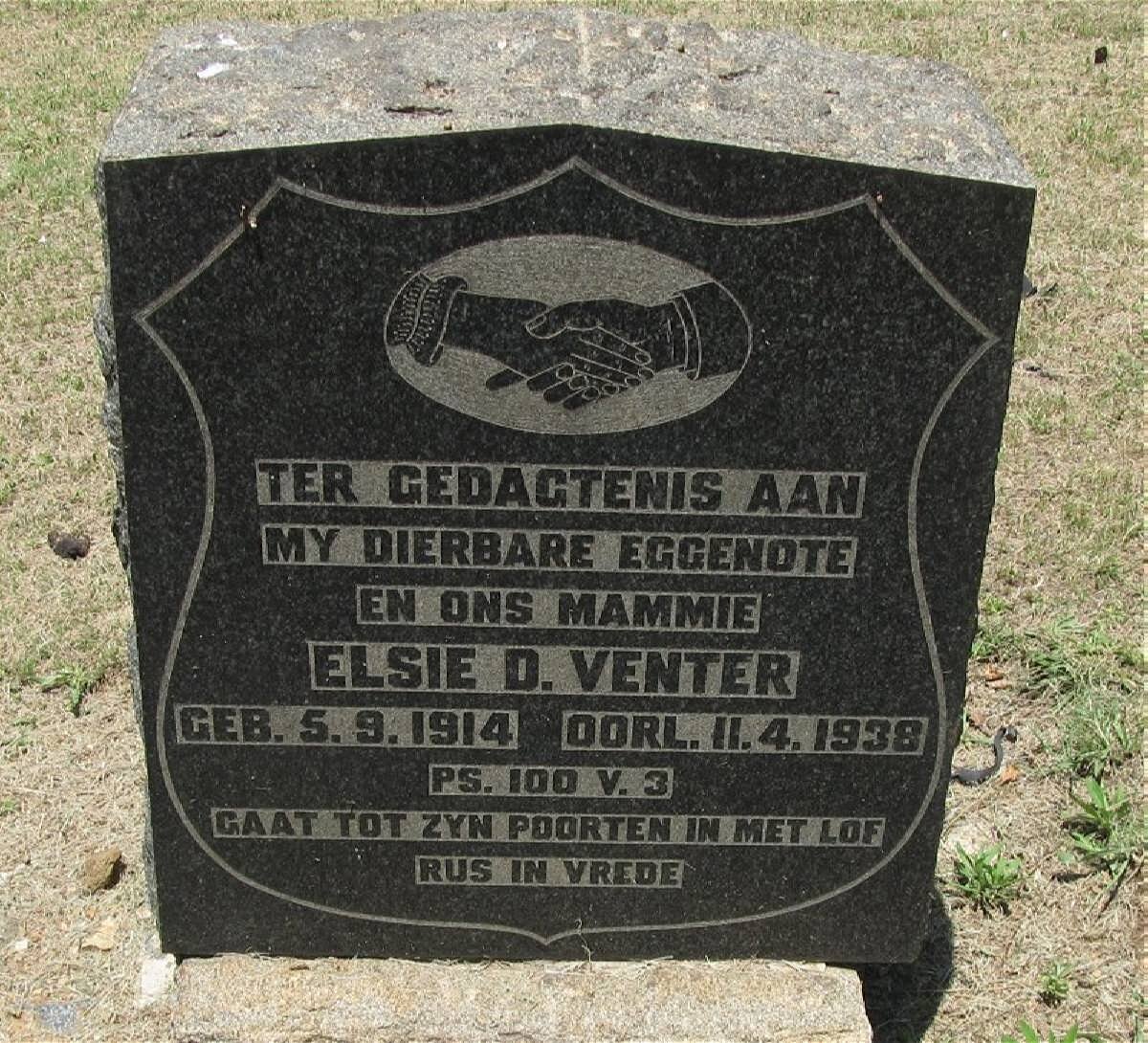 VENTER Elsie D. 1914-1938