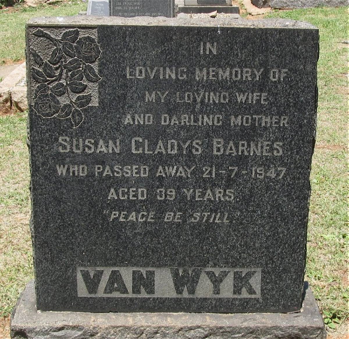 WYK Susan Gladys Barnes, van -1947