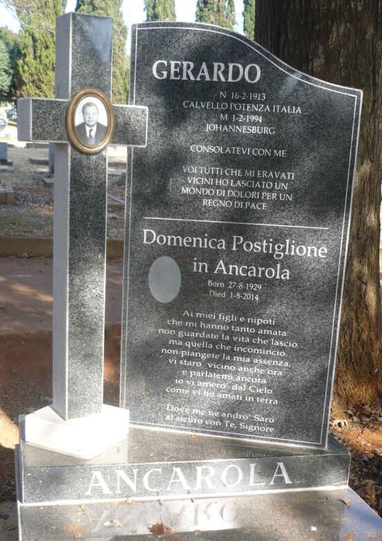 ANCAROLA Gerardo 1913-1994 &amp; Domenica Postiglione 1929-2014