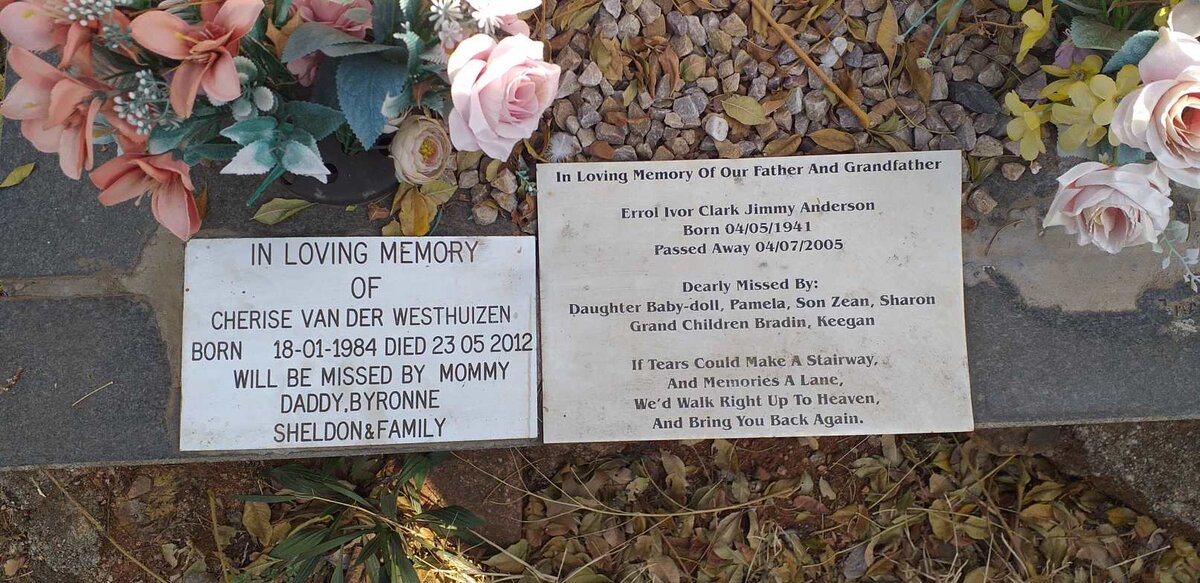 ANDERSON Errol Ivor Clarke Jimmy 1941-2005 :: VAN DER WESTHUIZEN Cherise 1984-2012