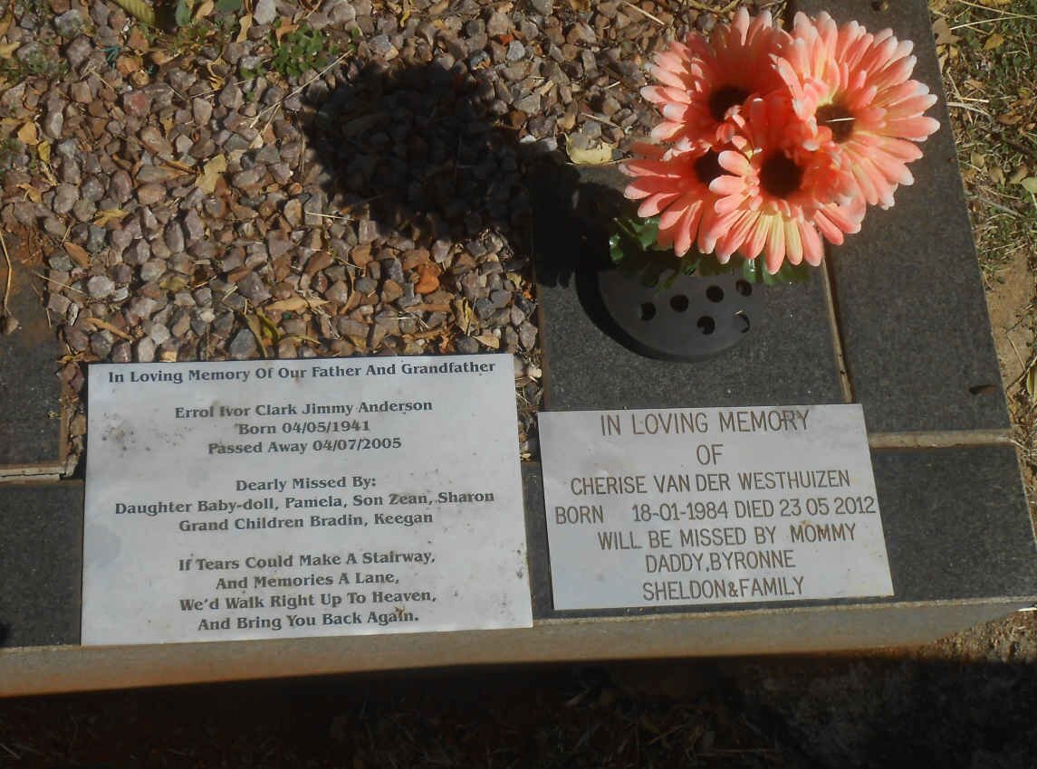 ANDERSON Errol Ivor Clark Jimmy 1941-2005 :: VAN DER WESTHUIZEN Cherise 1984-2012