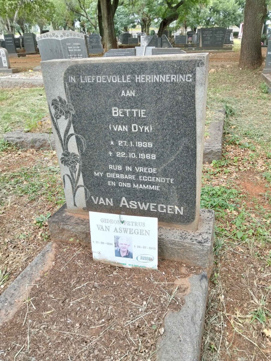 ASWEGEN Gideon Petrus, van 1934-2013 & Bettie VAN DYK  1939-1968_1