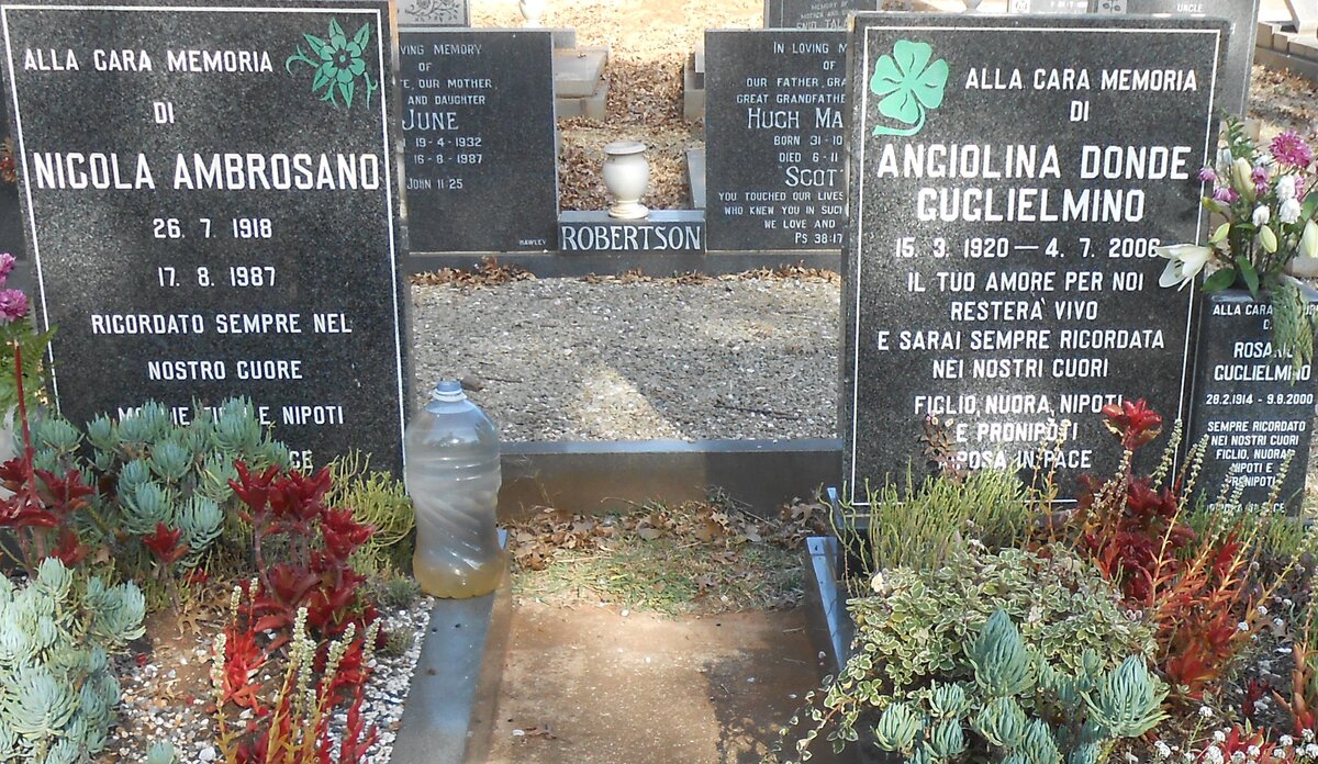 AMBROSANO Nicola 1918-1987 :: GUGLIELMINO Angiolina Donde 1920-2006 :: GUGLIELMINO Rosario 1914-2000