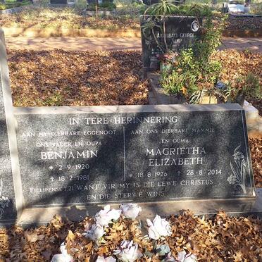 BUYS Benjamin, du 1920-1981 & Magrietha Elizabeth 1926-2014