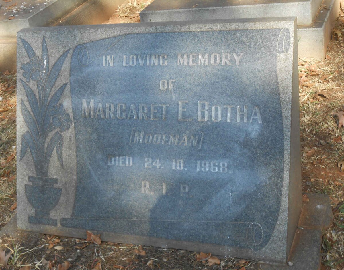 BOTHA Margaret E. nee MOOLMAN -1968