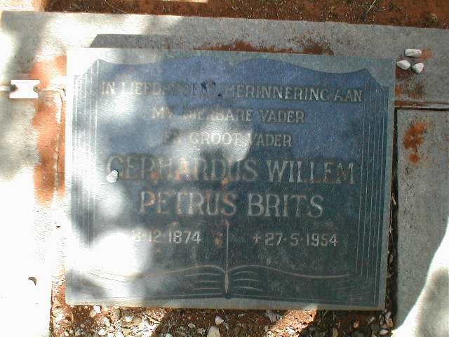 BRITS Gerhardus Willem Petrus 1874-1954