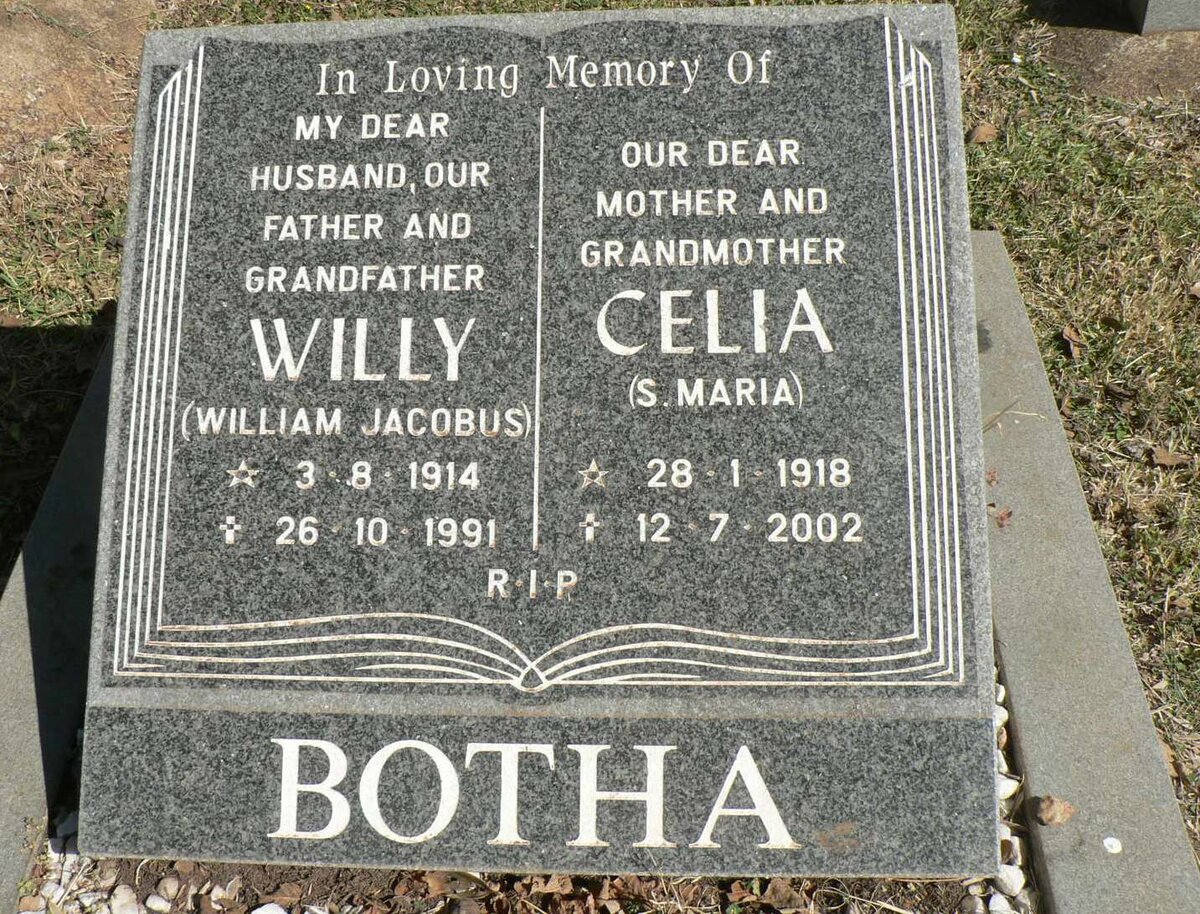 BOTHA William Jacobus 1914-1991 &amp; S. Maria 1918-2002
