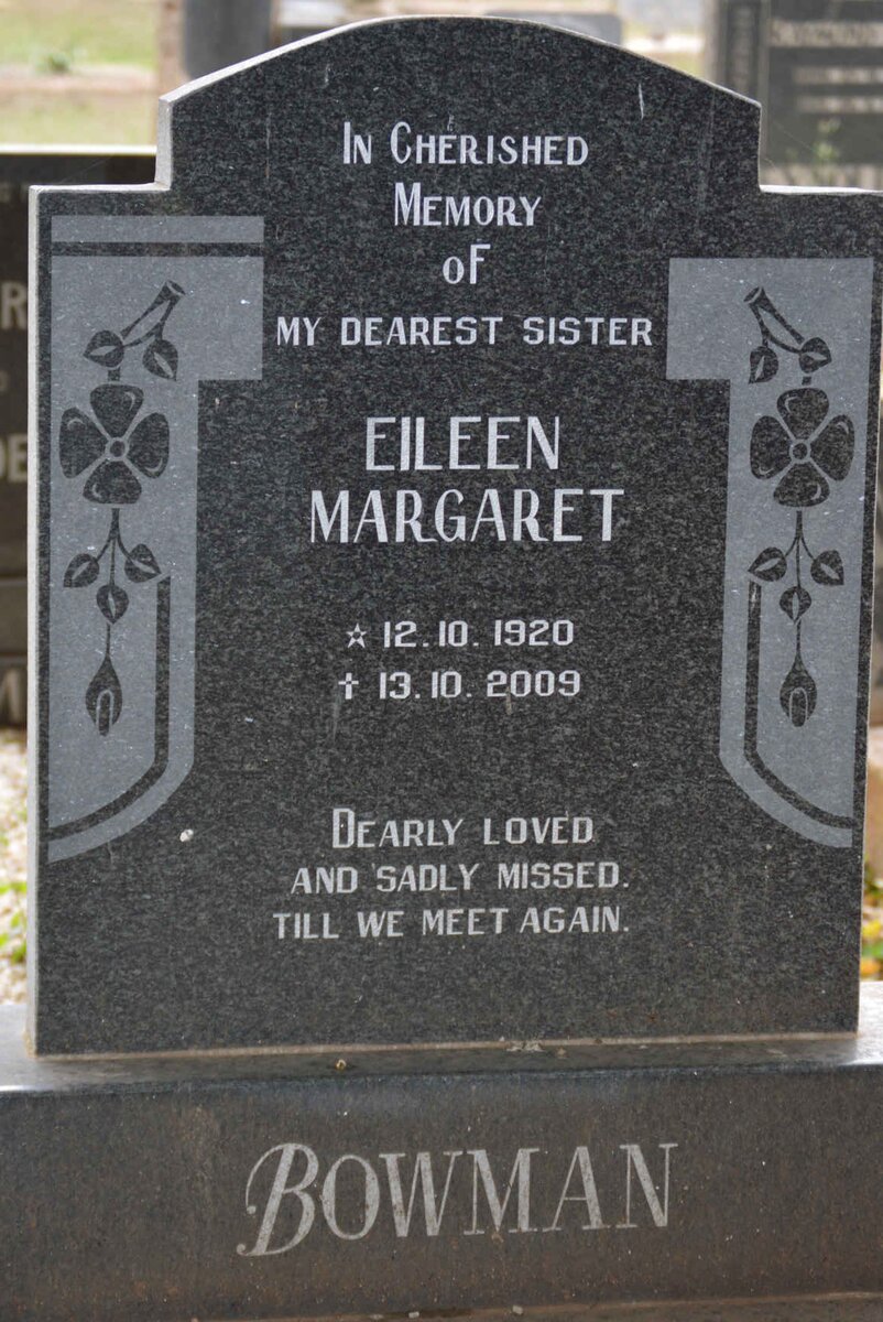 BOWMAN Eileen Margaret 1920-2009