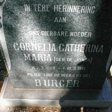 BURGER Cornelia Catharina Maria nee DE JONGH 1888-1961