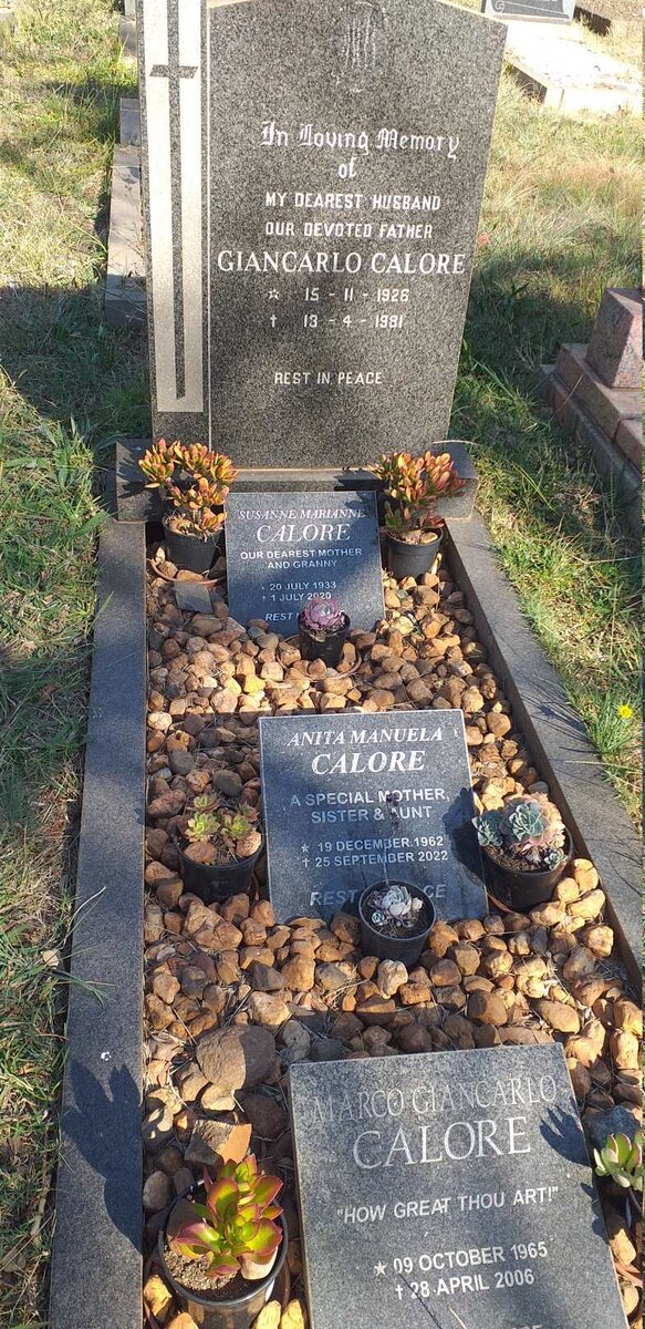 CALORE Giancarlo 1926-1981 & Susanne Marianne 1933-2020 :: CALORE Anita Manuela 1962-2022 :: CALORE Marco Giancarlo 1965-2006