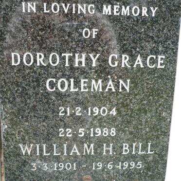 COLEMAN William H. Bill 1901-1995 &amp; Dorothy Grace 1904-1988