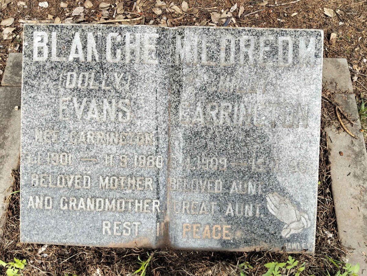 EVANS Blanche nee CARRINGTON 1901-1980 :: CARRINGTON Mildred M. 1909 1999