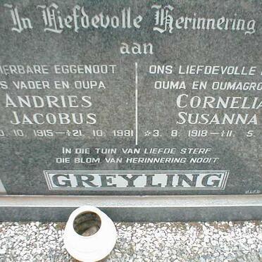 GREYLING Andries Jacobus 1915-1981 &amp; Cornelia Susanna 1918-1998