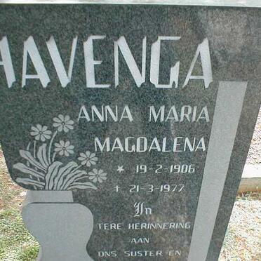 HAVENGA Anna Maria Magdalena 1906-1977