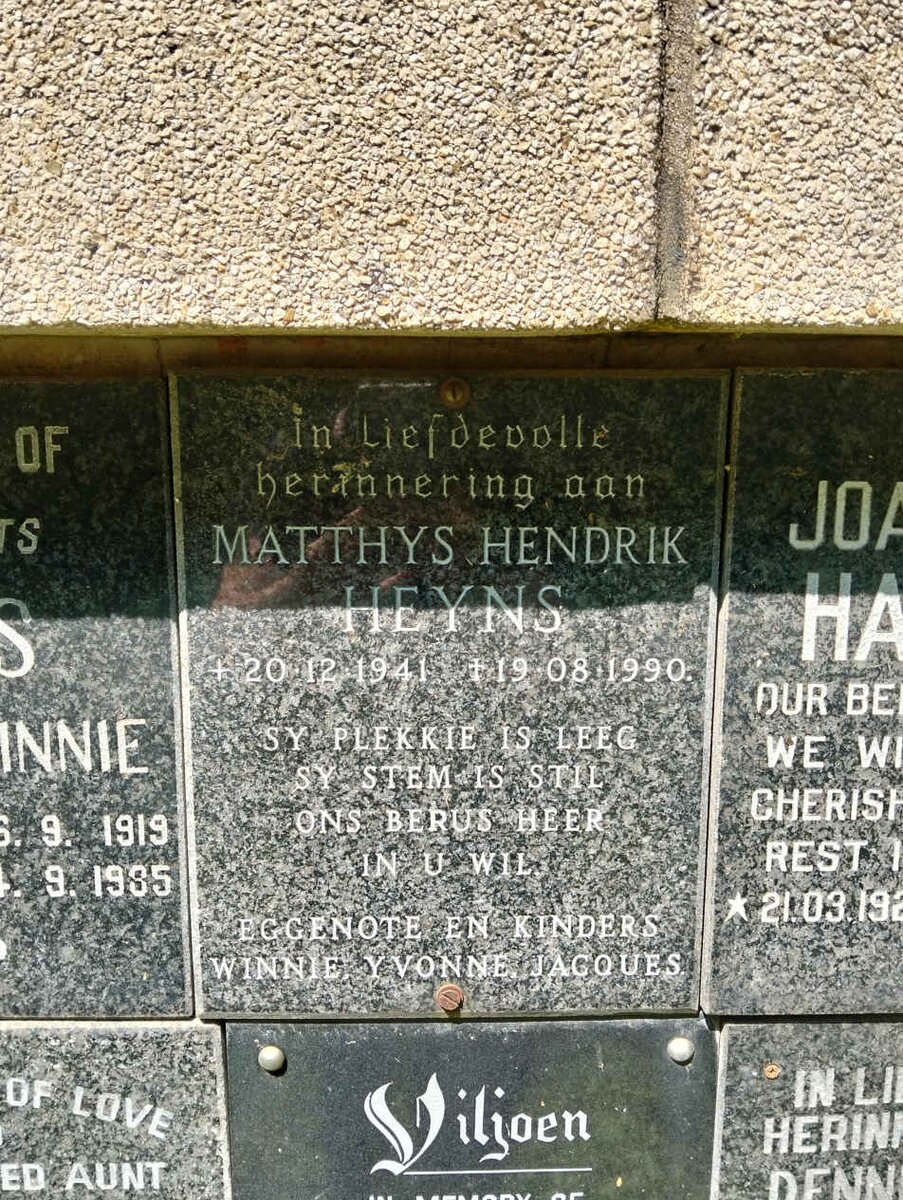 HEYNS Matthys Hendrik 1941-1990
