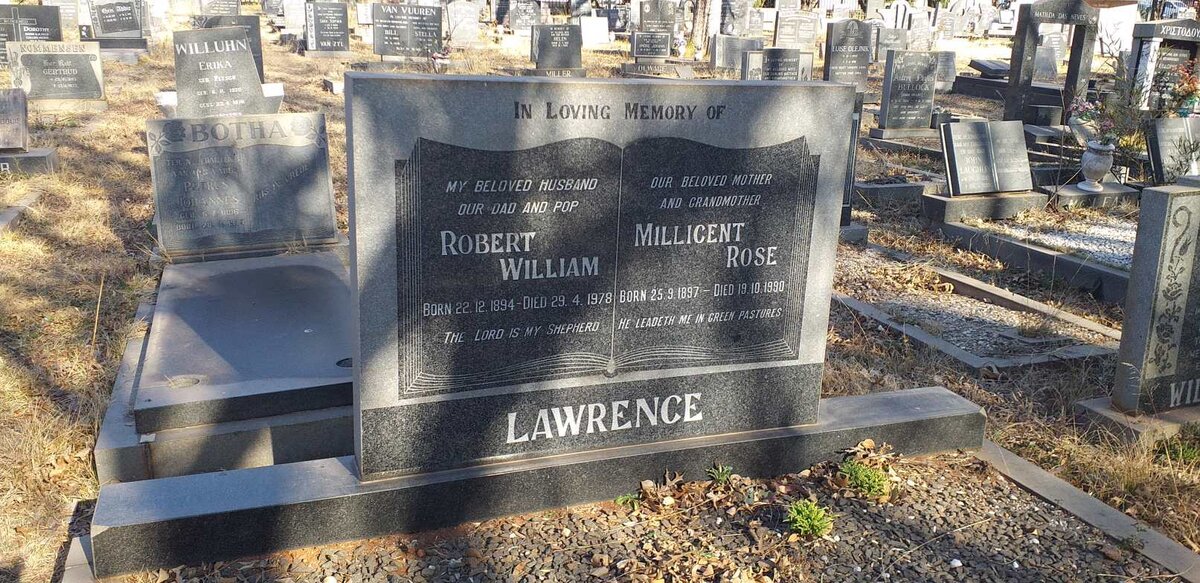 LAWRENCE Robert William 1894-1978 & Millicent Rose 1897-1990
