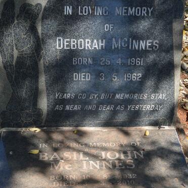 MCINNES Basil John 1932-2010 :: MCINNES Deborah 1961-1962