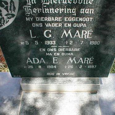 MARÉ L.G. 1903-1980 &amp; Ada E. 1904-1997