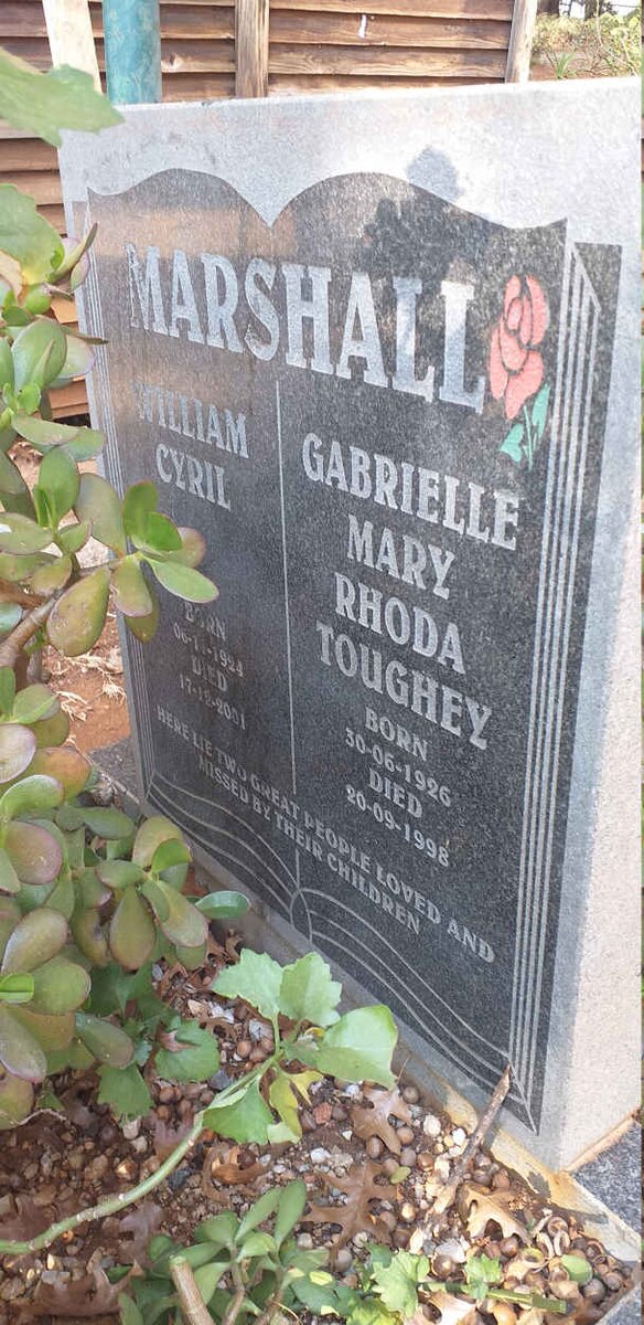 MARSHALL William Cyril 1924-2001 & Gabrielle Mary Rhoda TOUGHEY 1926-1998