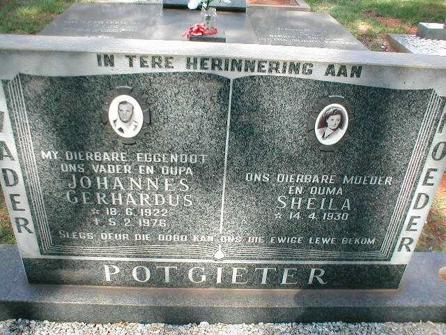 POTGIETER Johannes Gerhardus 1922-1976 &amp; Sheila 1930-