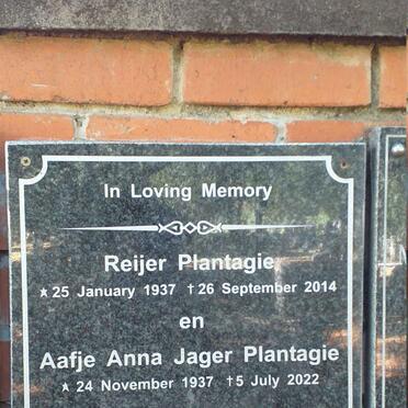 PLANTAGIE Reijer 1937-2014 & Aafje Anna Jager 1937-2022