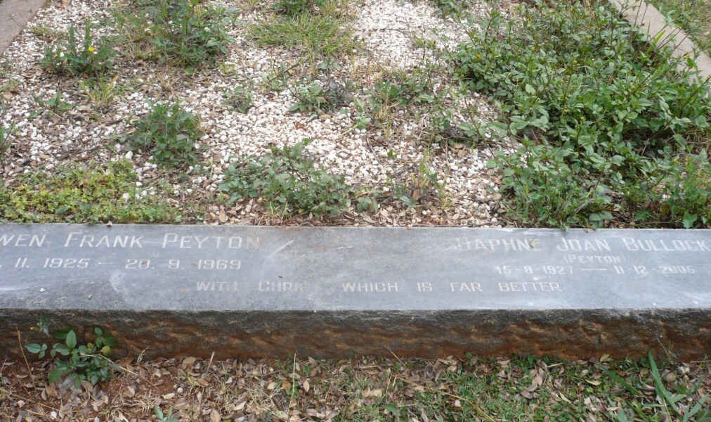 PEYTON Owen Frank 1925-1969 :: BULLOCK Daphne Joan, PEYTON 1927-2005