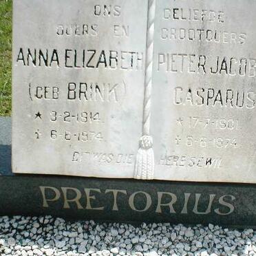 PRETORIUS Pieter Jacobus Casparus 1901-1974 &amp; Anna Elizabeth BRINK 1914-1974