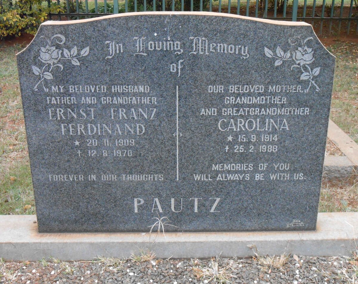 PAUTZ Ernst Franz Ferdinand 1909-1970 &amp; Carolina 1914-1988
