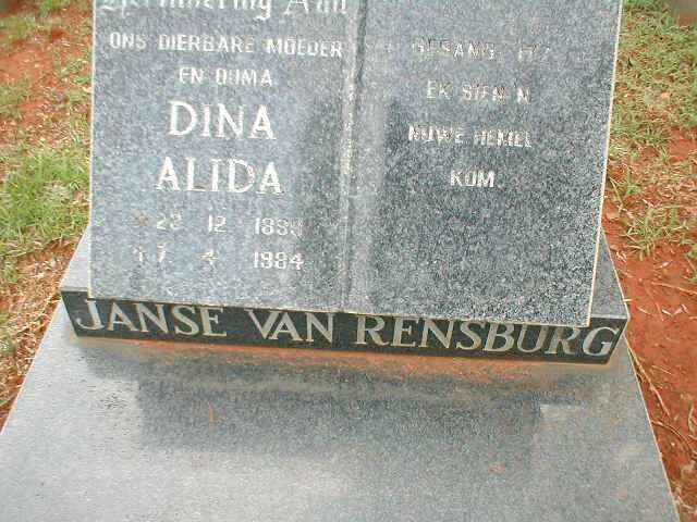 RENSBURG  Dina Alida, Janse van 1898-1984
