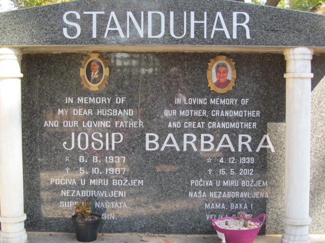 STANDUHAR Josip 1937-1987 &amp; Barbara 1939-2012