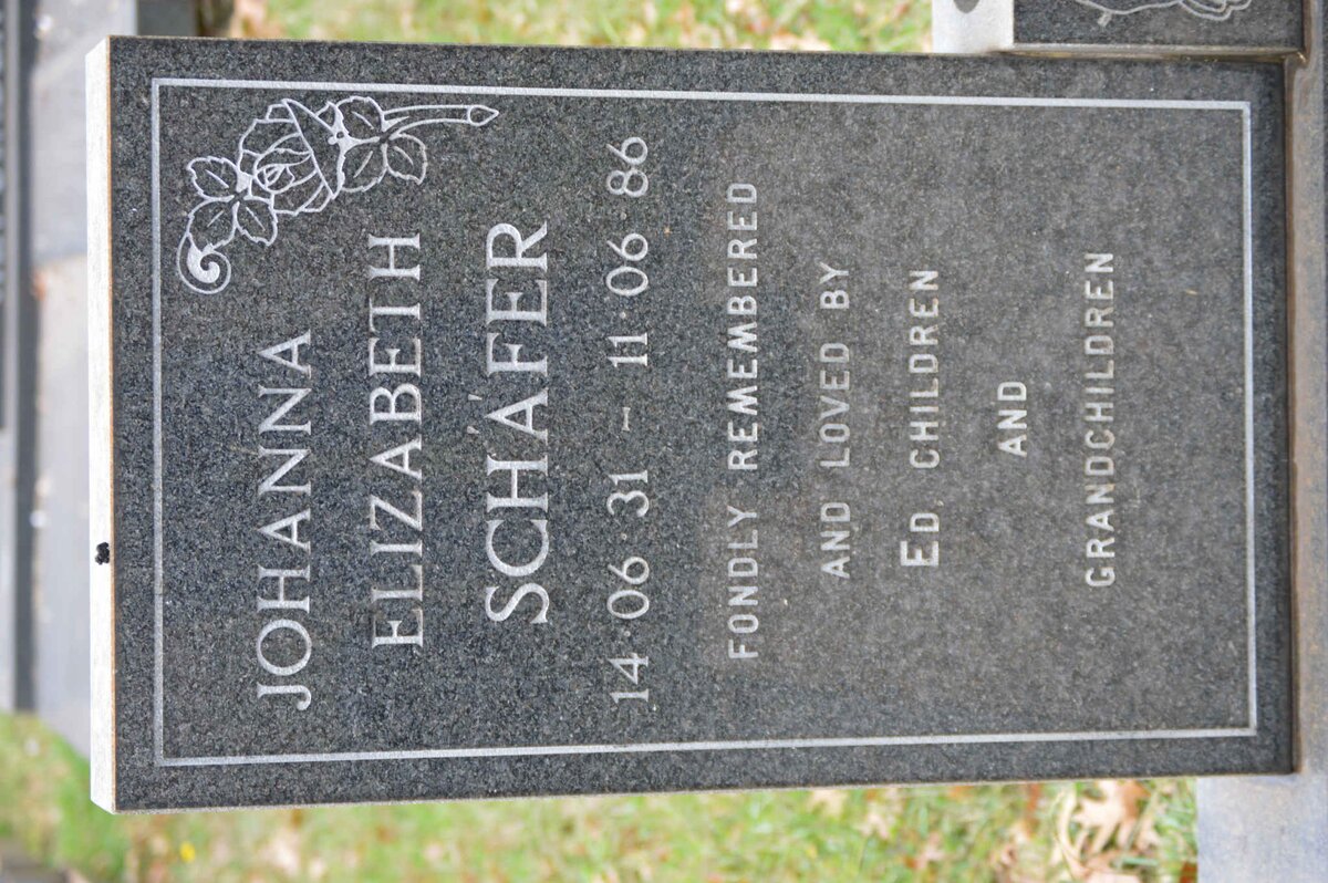 SCHAFER Johanna Elizabeth 1931-1986