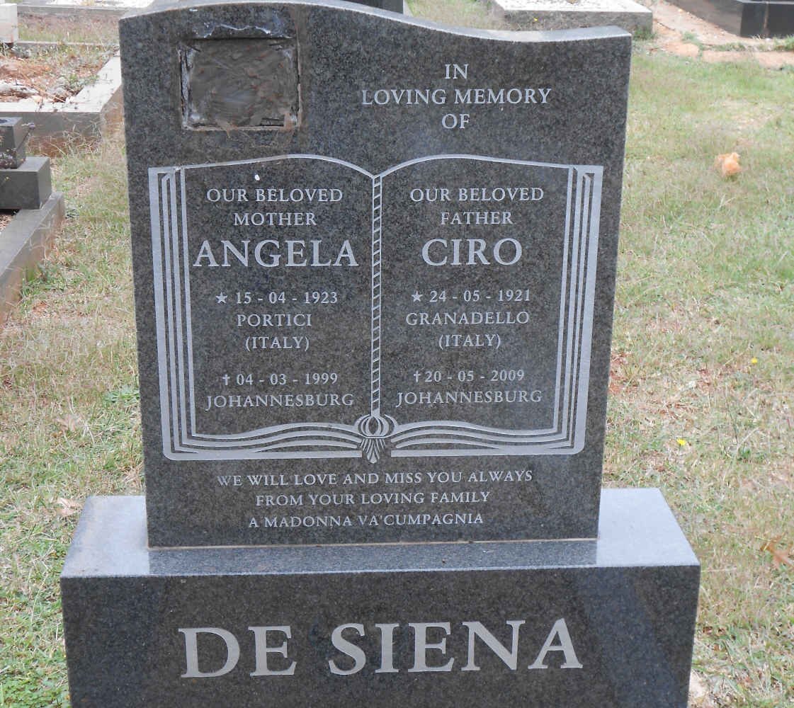 SIENA Ciro, de 1921-2009 &amp; Angela 1923-1999