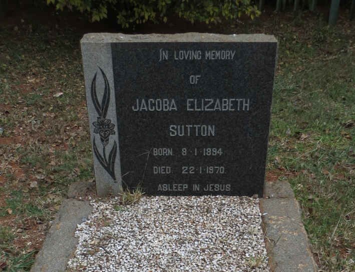 SUTTON Jacoba Elizabeth 1894-1970