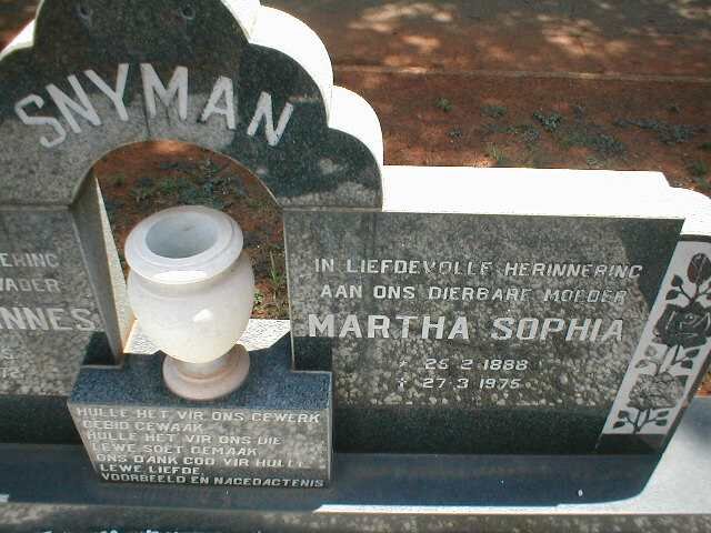 SNYMAN Martha Sophia 1888-1975