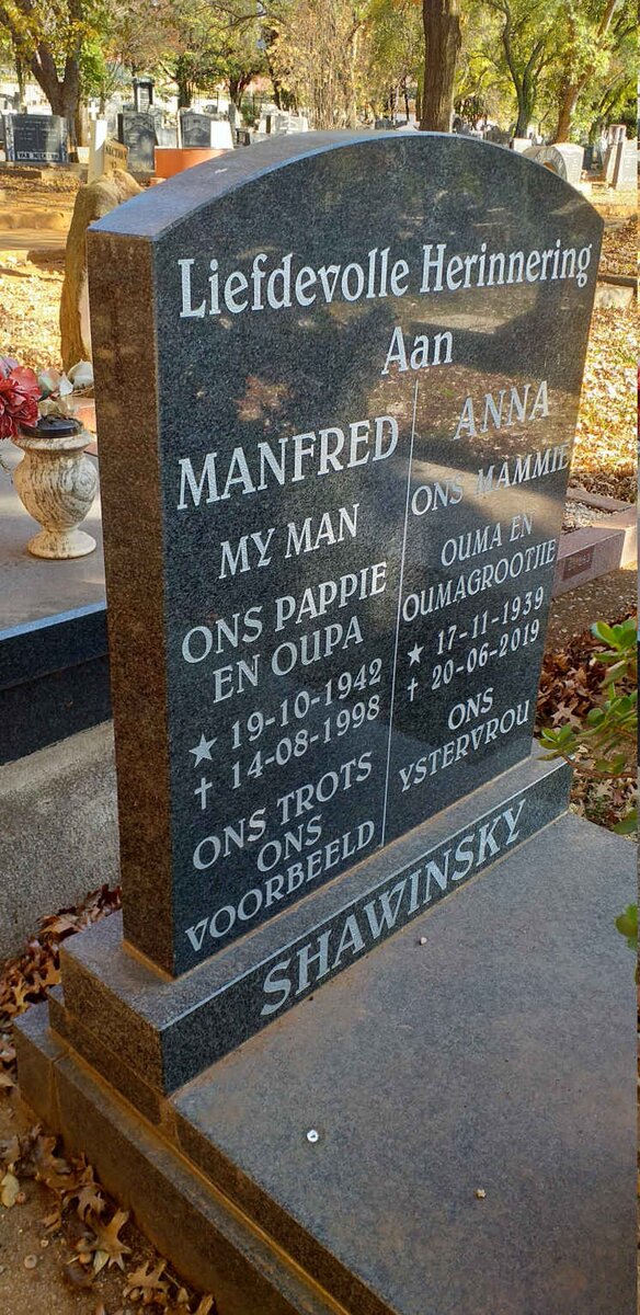 SHAWINSKY Manfred 1942-1998 & Anna 1939-2019