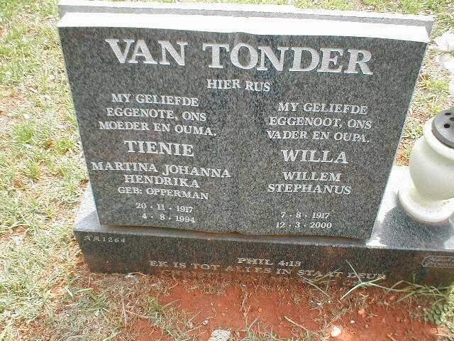 TONDER Willem Stephanus, van 1917-2000 &amp; Martina Johanna Hendrika OPPERMAN 1917-1994