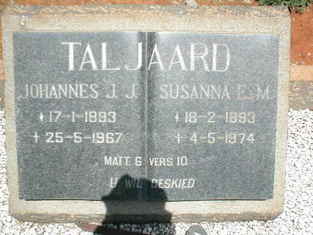 TALJAARD Johannes J.J. 1893-1967 &amp; Susanna E.M. 1893-1974