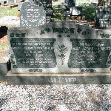 TONDER Andries Johannes, van 1897-1962 &amp; Alida Susanna 1903-1984 :: VAN TONDER Andrew Comphries 1937-1992