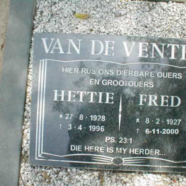 VENTER Fred, van de 1927-2000 &amp; Hettie 1928-1996