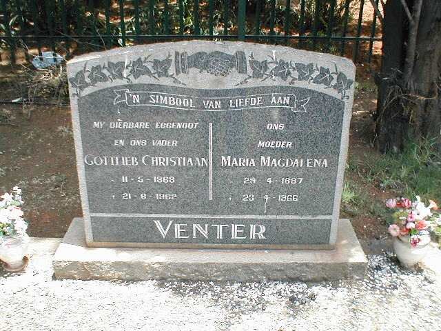 VENTER Gottlieb Christiaan 1868-1962 &amp; Maria Magdalena 1887-1966