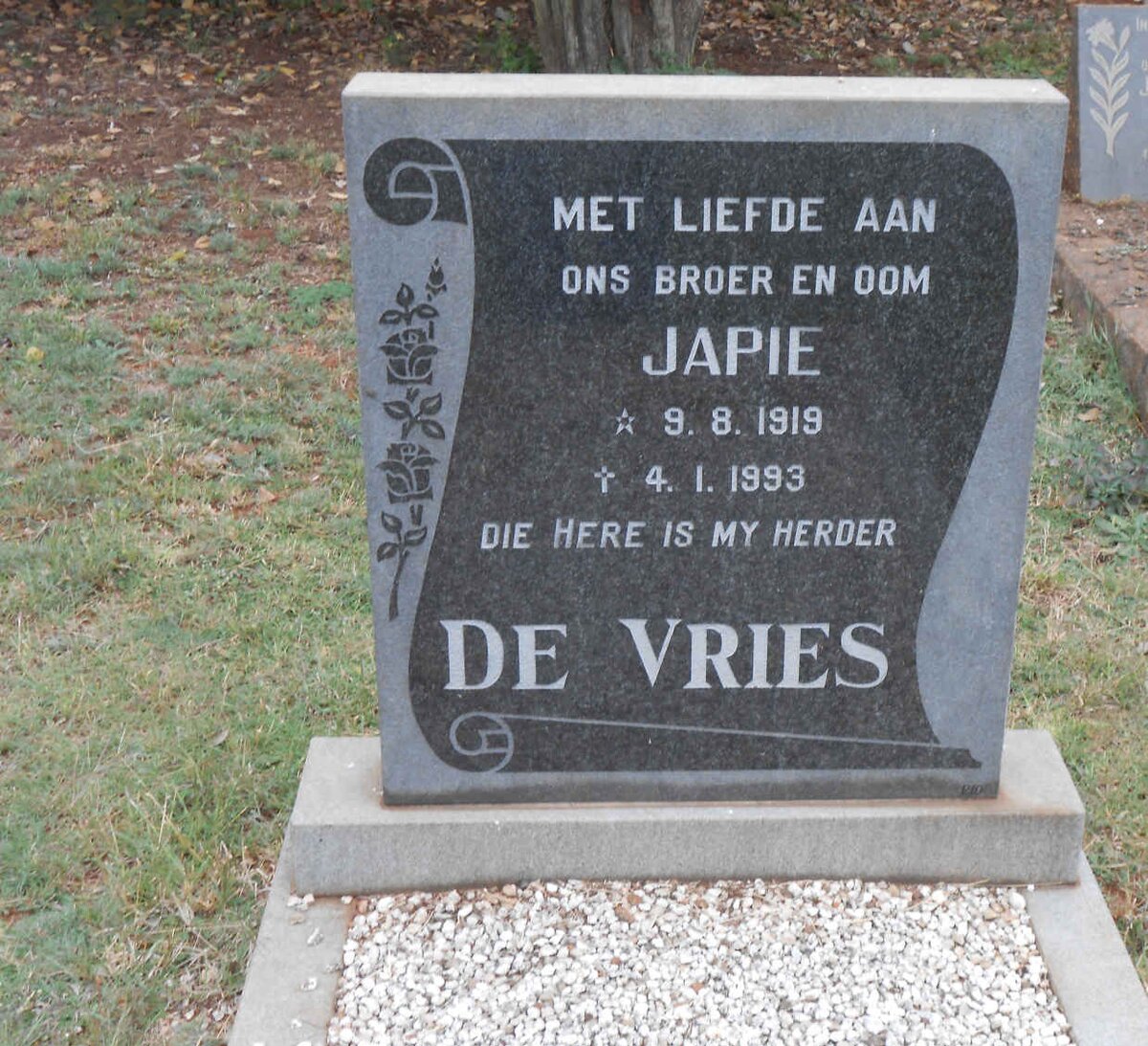 VRIES Japie, de 1919-1993