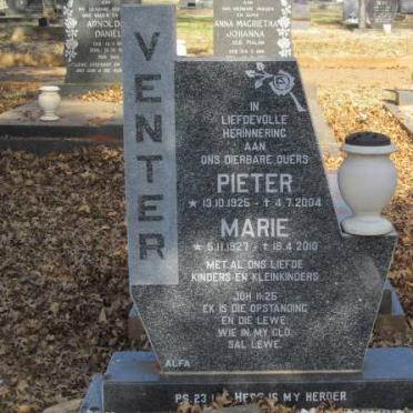 VENTER Pieter 1925-2004 &amp; Marie 1927-2010