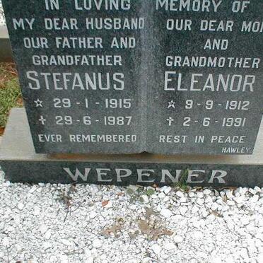 WEPENER Stefanus 1915-1987 &amp; Eleanor 1912-1991