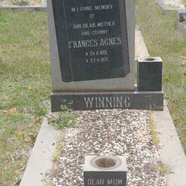 WINNING Frances Agnes 1891-1971