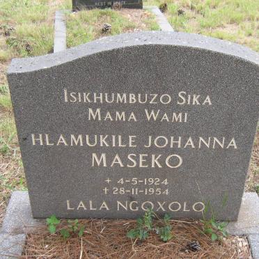 MASEKO Hlamukile Johanna 1924-1954
