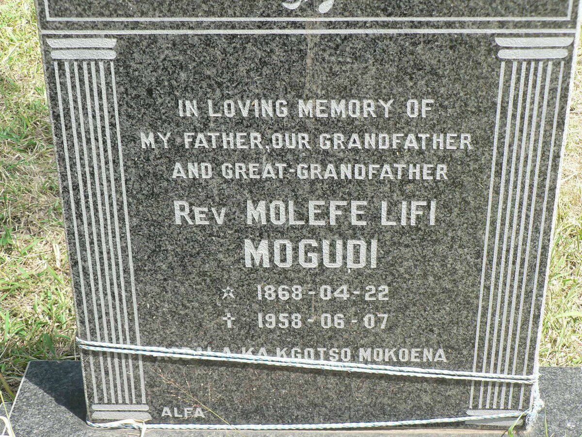 MOGUDI Molefe Lifi 1868-1958