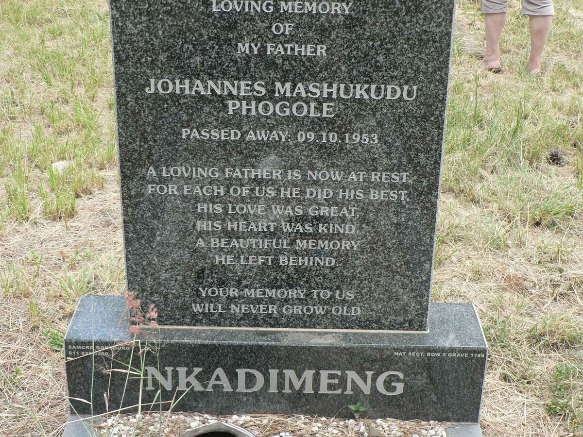 NKADIMENG Johannes Mashukudu Phogole -1953