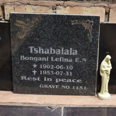 TSHABALALA Bongani Lefina E.N. 1902-1953